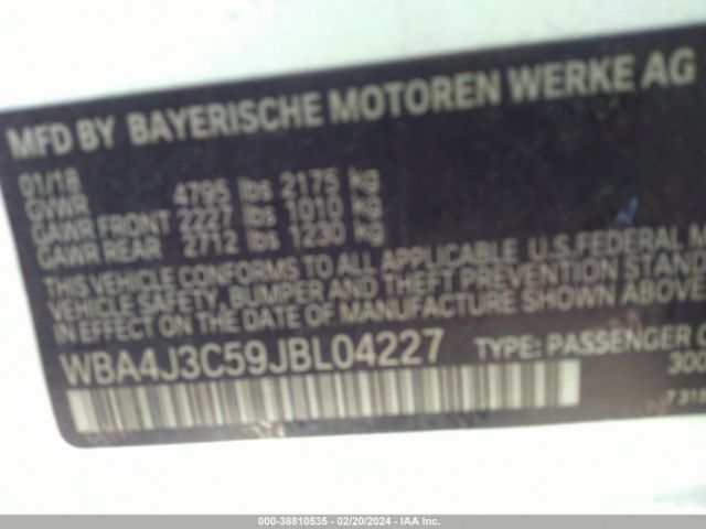 Photo 8 VIN: WBA4J3C59JBL04227 - BMW 430XI GRAN 