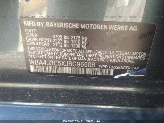 Photo 8 VIN: WBA4J3C5XJBG96508 - BMW 430I 