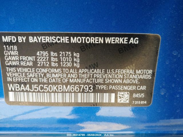 Photo 8 VIN: WBA4J5C50KBM66793 - BMW 440I GRAN COUPE 