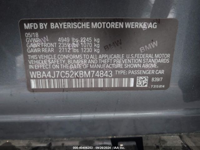 Photo 8 VIN: WBA4J7C52KBM74843 - BMW 440I 