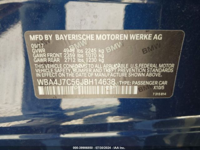 Photo 8 VIN: WBA4J7C56JBH14638 - BMW 440I 