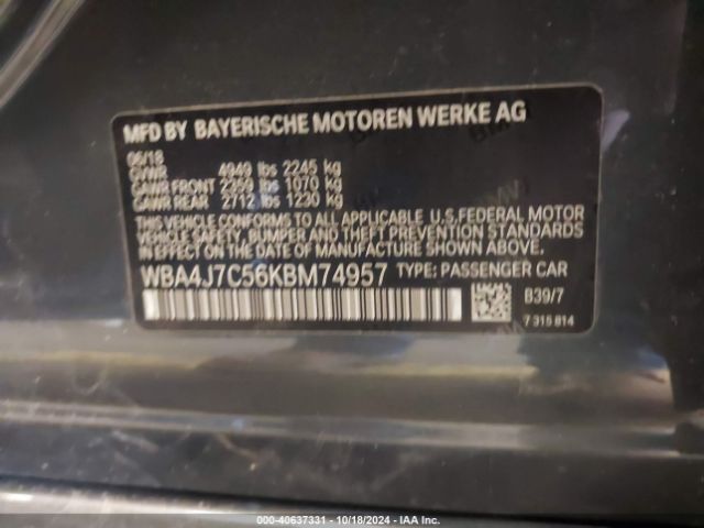 Photo 8 VIN: WBA4J7C56KBM74957 - BMW 440I 