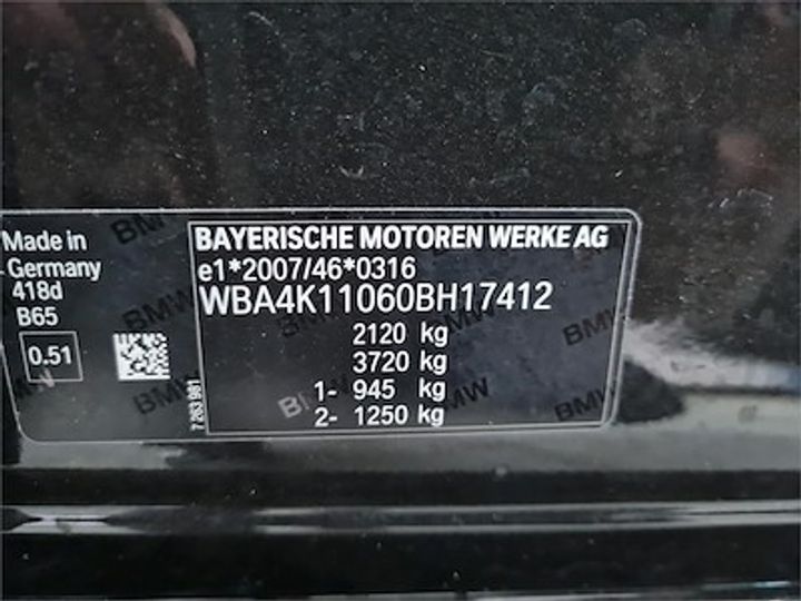 Photo 11 VIN: WBA4K11060BH17412 - BMW 4-SERIE 