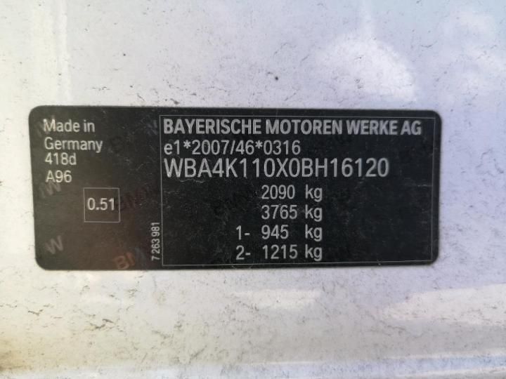 Photo 14 VIN: WBA4K110X0BH16120 - BMW 4-SERIE 