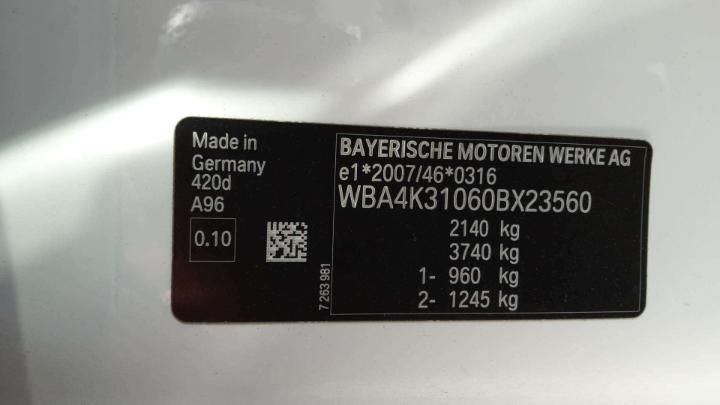 Photo 6 VIN: WBA4K31060BX23560 - BMW SERIE 4 