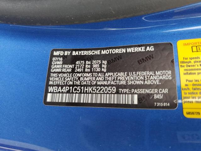 Photo 12 VIN: WBA4P1C51HK522059 - BMW 4 SERIES 