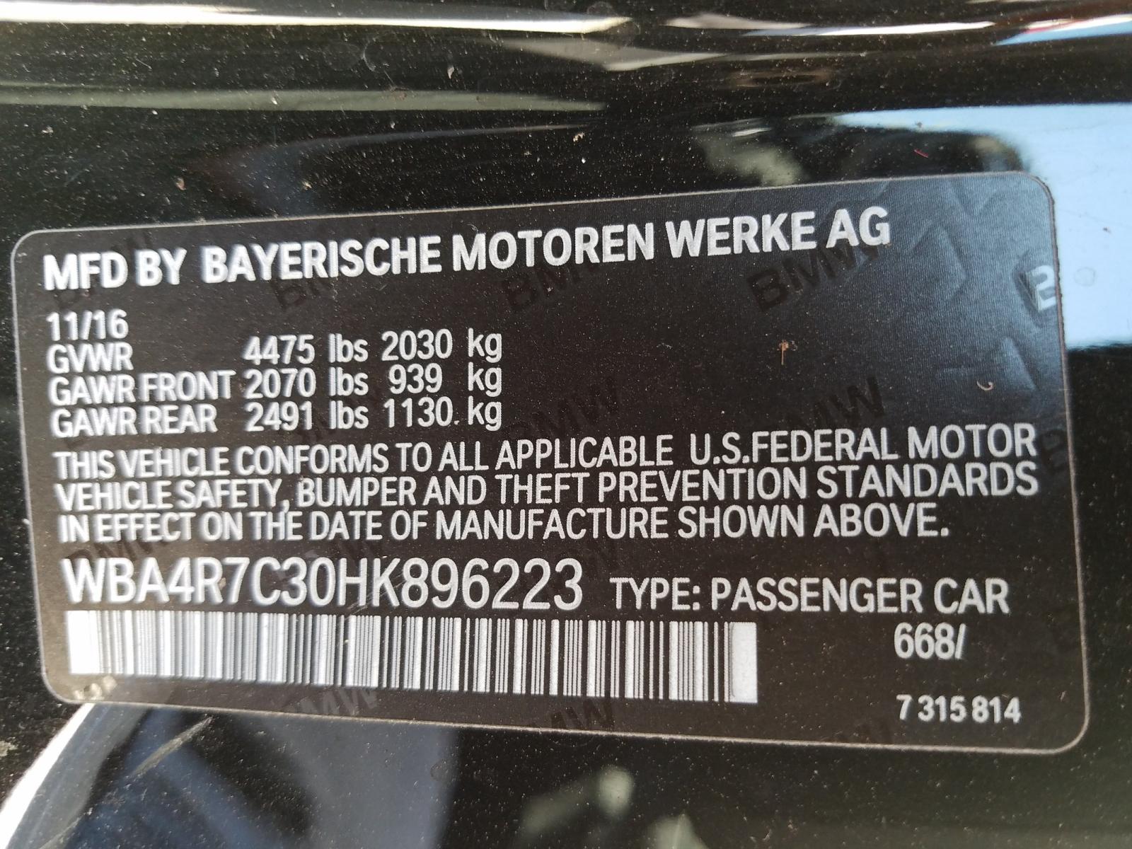 Photo 9 VIN: WBA4R7C30HK896223 - BMW 430I 