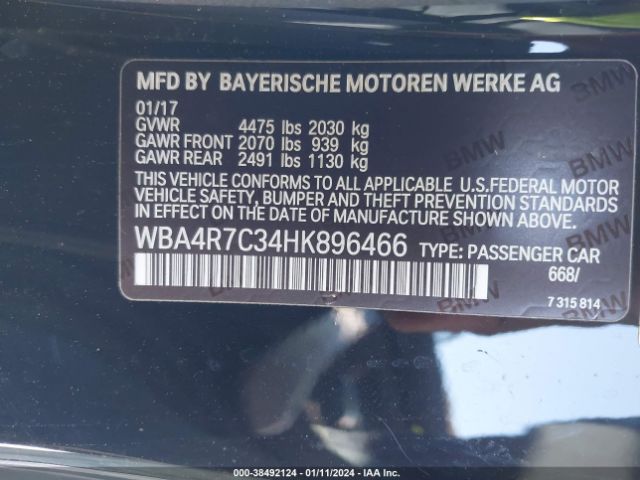 Photo 8 VIN: WBA4R7C34HK896466 - BMW 430I 