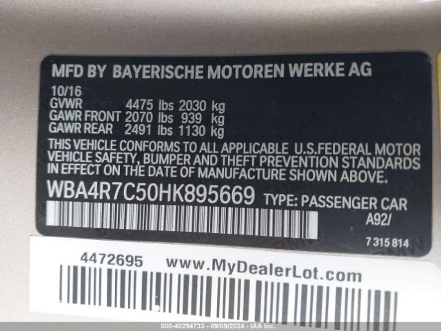 Photo 8 VIN: WBA4R7C50HK895669 - BMW 430I 