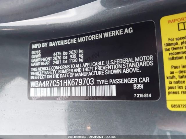 Photo 8 VIN: WBA4R7C51HK679703 - BMW 430I 