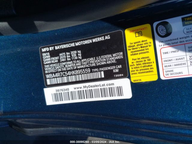 Photo 8 VIN: WBA4R7C54HK895559 - BMW 430I 