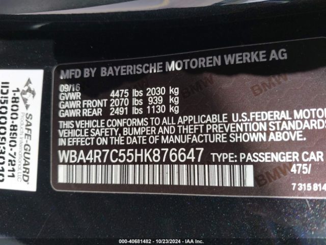 Photo 8 VIN: WBA4R7C55HK876647 - BMW 430I 