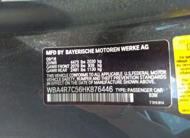 Photo 8 VIN: WBA4R7C56HK876446 - BMW 4 SERIES 