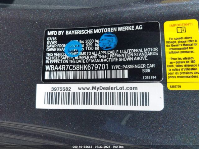 Photo 8 VIN: WBA4R7C58HK679701 - BMW 430I 