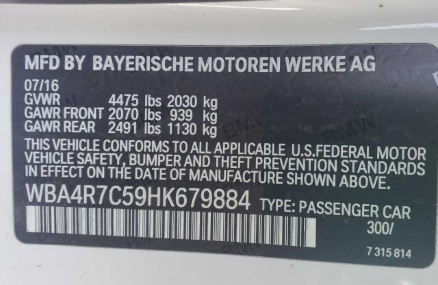 Photo 9 VIN: WBA4R7C59HK679884 - BMW 430I 