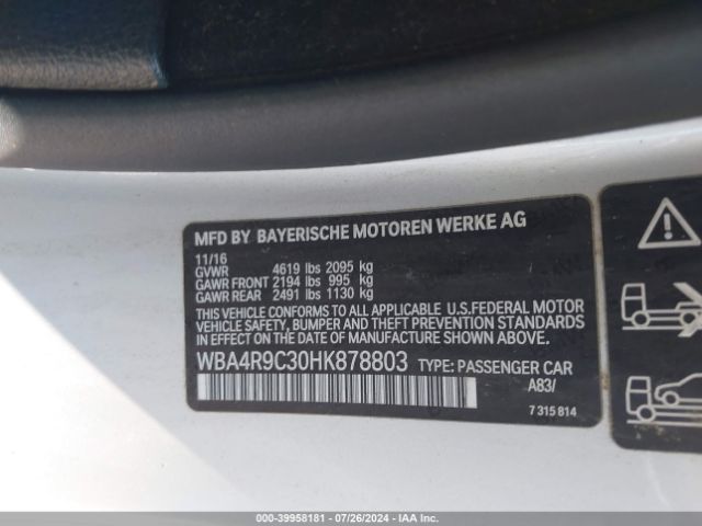 Photo 8 VIN: WBA4R9C30HK878803 - BMW 430I 