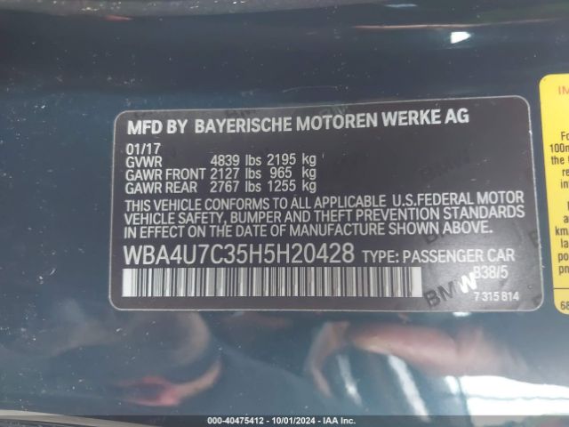 Photo 8 VIN: WBA4U7C35H5H20428 - BMW 430I 