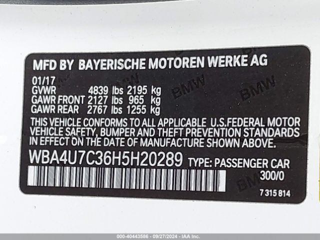 Photo 8 VIN: WBA4U7C36H5H20289 - BMW 430I 