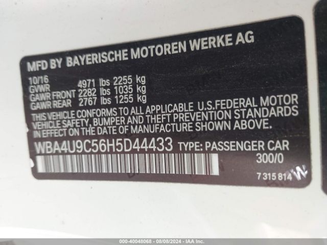 Photo 8 VIN: WBA4U9C56H5D44433 - BMW 430I 