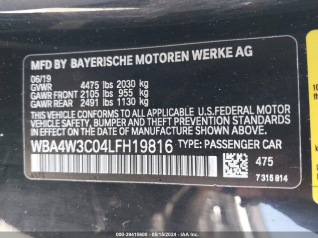 Photo 8 VIN: WBA4W3C04LFH19816 - BMW 430I 