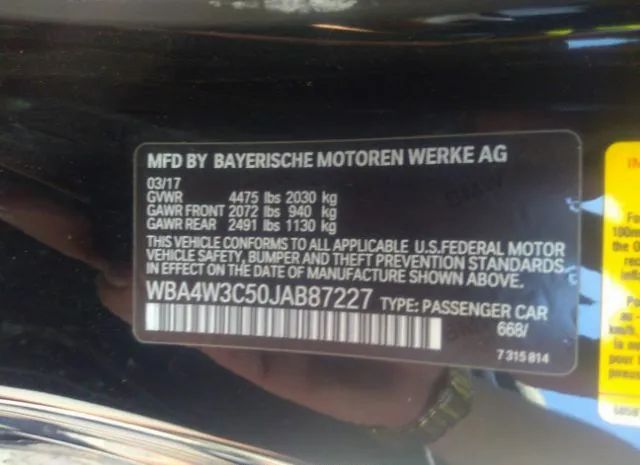 Photo 8 VIN: WBA4W3C50JAB87227 - BMW 4 SERIES 