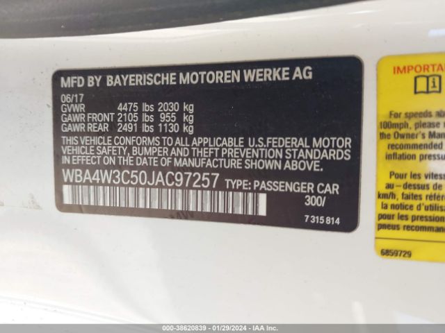 Photo 8 VIN: WBA4W3C50JAC97257 - BMW 430I 