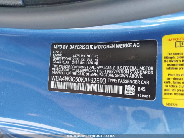 Photo 8 VIN: WBA4W3C50KAF92893 - BMW 430I 