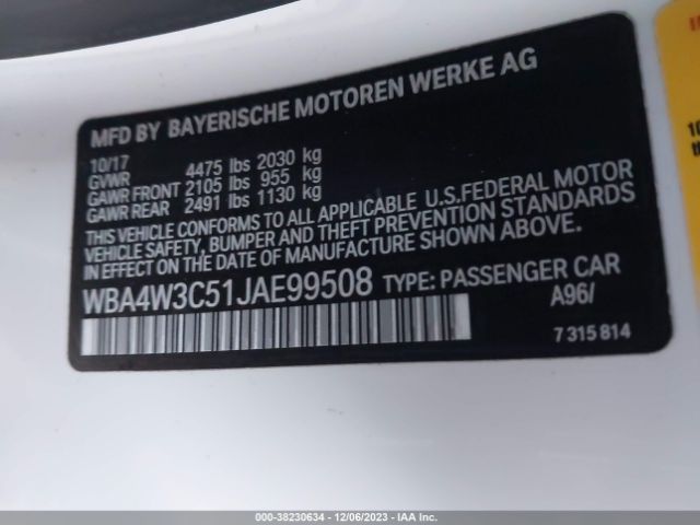 Photo 8 VIN: WBA4W3C51JAE99508 - BMW 430I 