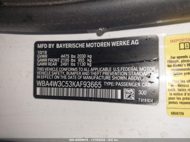 Photo 8 VIN: WBA4W3C53KAF93665 - BMW 430I 