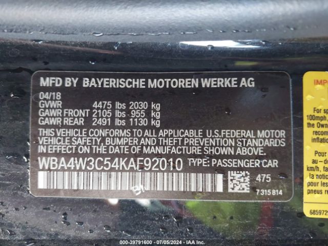 Photo 8 VIN: WBA4W3C54KAF92010 - BMW 430I 