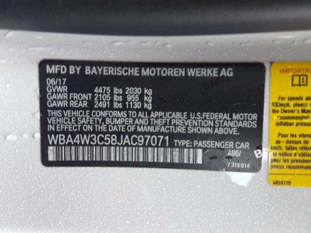 Photo 9 VIN: WBA4W3C58JAC97071 - BMW 430I 