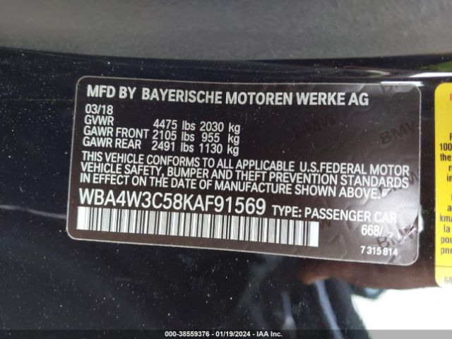 Photo 8 VIN: WBA4W3C58KAF91569 - BMW 430I 