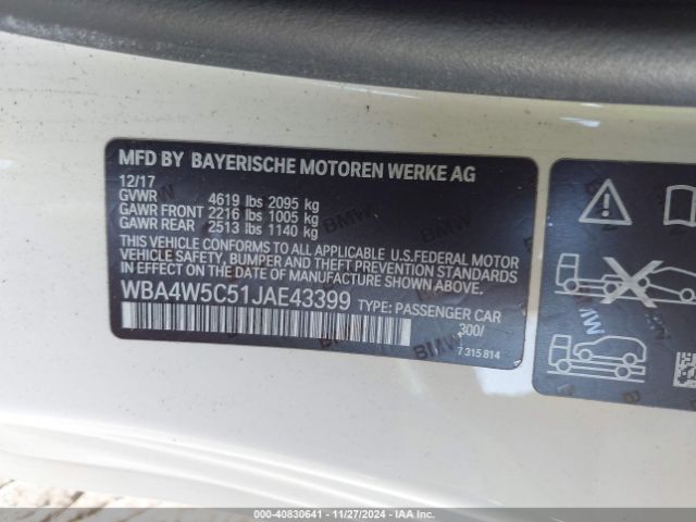 Photo 8 VIN: WBA4W5C51JAE43399 - BMW 430I 