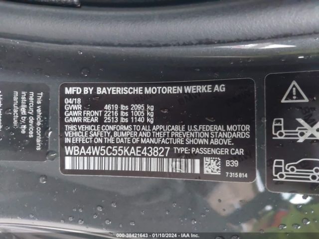 Photo 8 VIN: WBA4W5C55KAE43827 - BMW 430I 