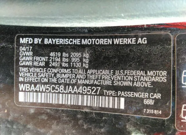 Photo 8 VIN: WBA4W5C58JAA49527 - BMW 4 SERIES 