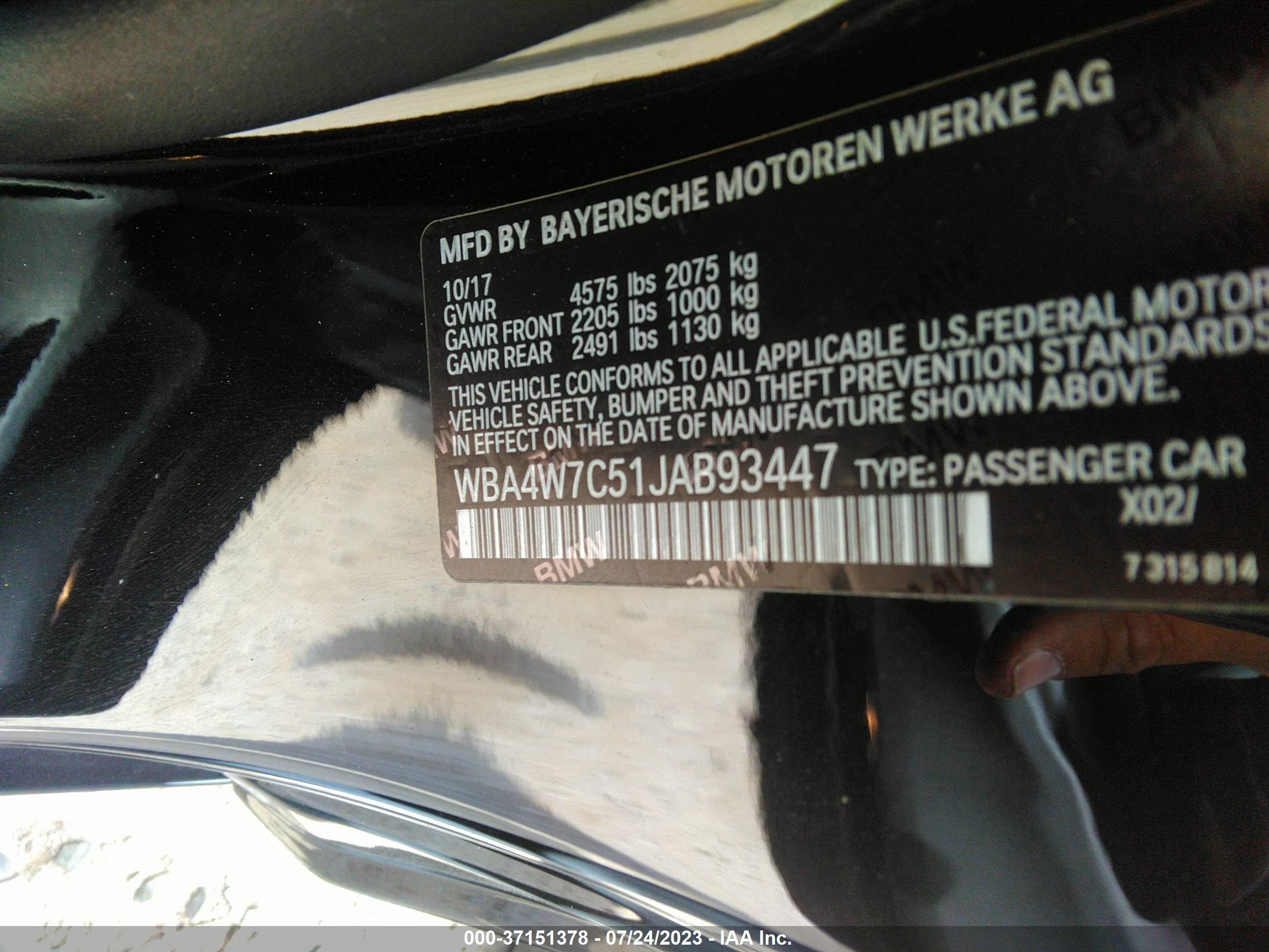 Photo 8 VIN: WBA4W7C51JAB93447 - BMW 4ER 