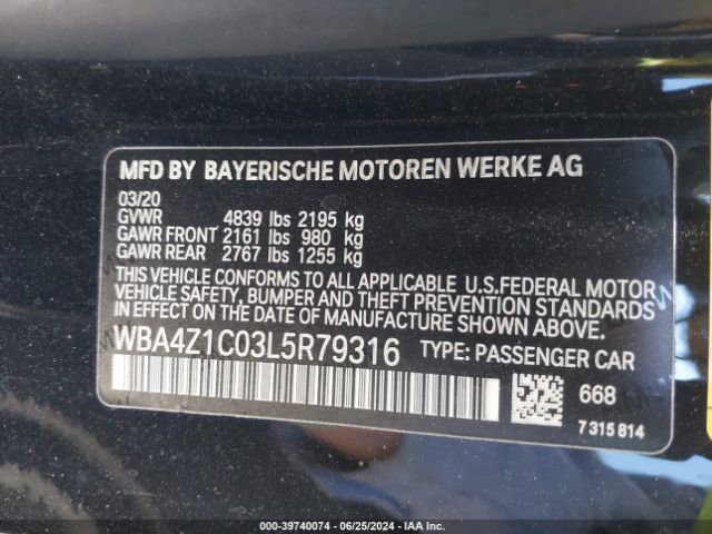 Photo 8 VIN: WBA4Z1C03L5R79316 - BMW 430I 