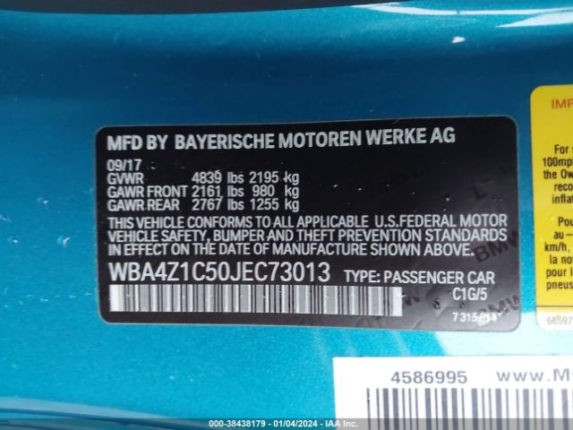 Photo 8 VIN: WBA4Z1C50JEC73013 - BMW 430I 