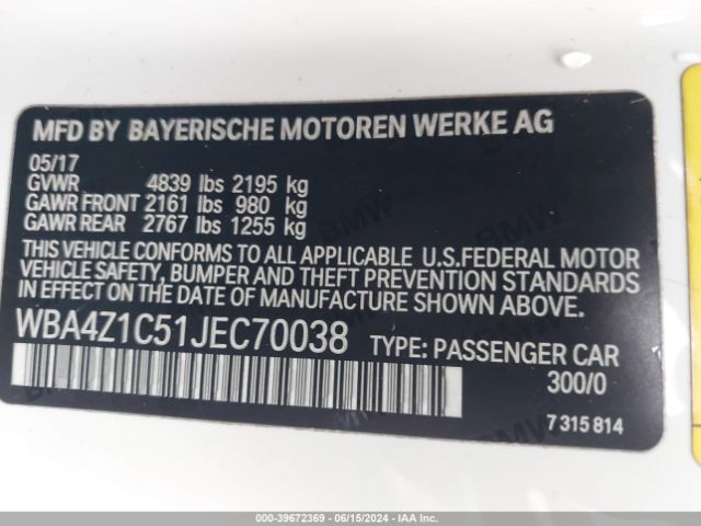 Photo 8 VIN: WBA4Z1C51JEC70038 - BMW 430I 