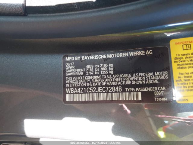 Photo 8 VIN: WBA4Z1C52JEC72848 - BMW 430I 