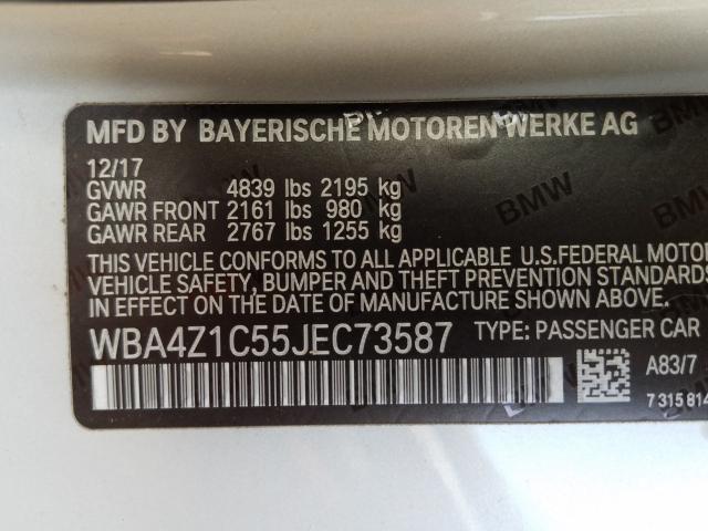 Photo 9 VIN: WBA4Z1C55JEC73587 - BMW 430I 