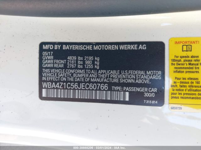 Photo 8 VIN: WBA4Z1C56JEC60766 - BMW 430I 