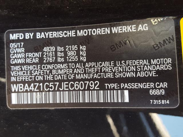 Photo 9 VIN: WBA4Z1C57JEC60792 - BMW 430I 