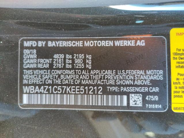 Photo 9 VIN: WBA4Z1C57KEE51212 - BMW 430I 