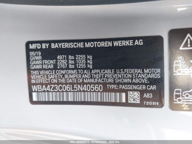 Photo 8 VIN: WBA4Z3C06L5N40560 - BMW 430I 