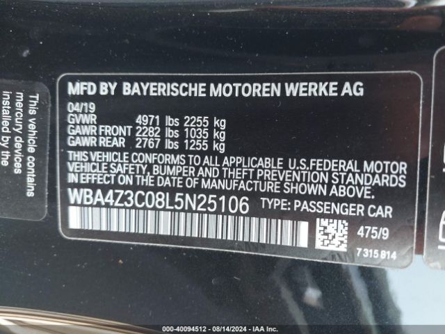 Photo 8 VIN: WBA4Z3C08L5N25106 - BMW 430I 