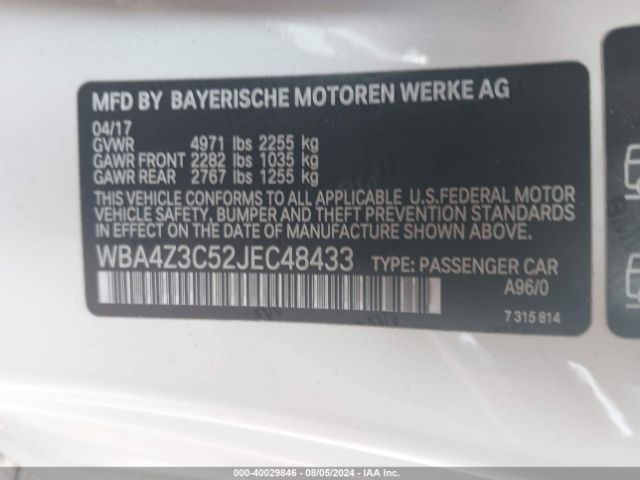 Photo 8 VIN: WBA4Z3C52JEC48433 - BMW 430I 