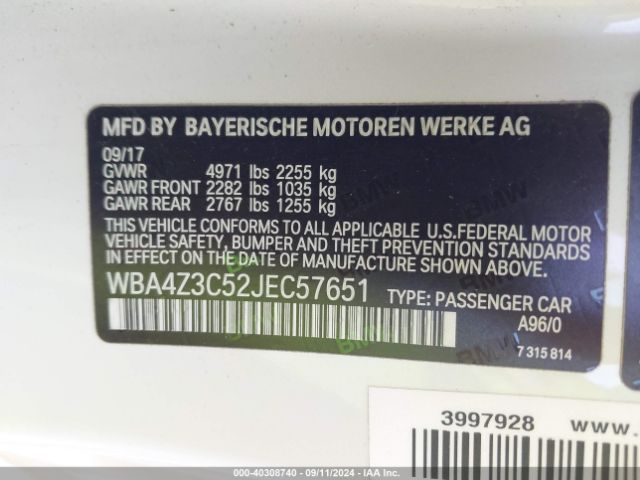 Photo 8 VIN: WBA4Z3C52JEC57651 - BMW 430I 