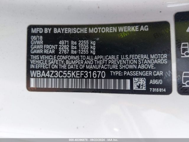 Photo 8 VIN: WBA4Z3C55KEF31670 - BMW 430I 