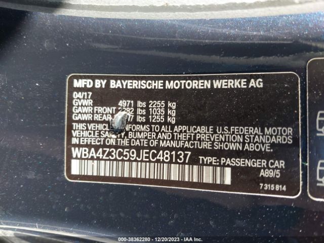 Photo 8 VIN: WBA4Z3C59JEC48137 - BMW 430I 